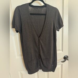 American Eagle Outfitters Gray Short Sleeve Cardigan